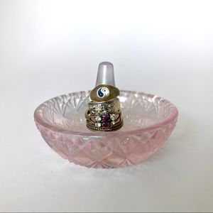 Fenton iridescent pink glass ring and jewelry holder 💖
